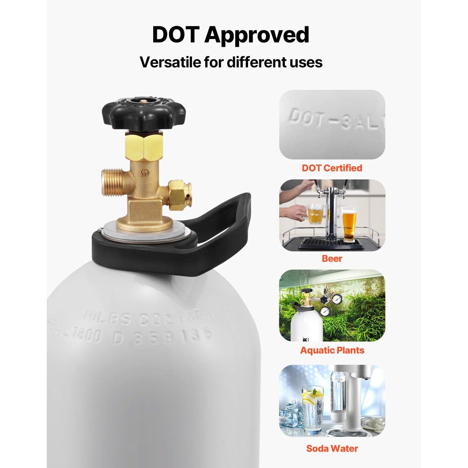 SucceBuy CO2 Tank 10 lbs New Aluminum Alloy Cylinder CO2 Air Tank with Light Spray Coating DOT Approved Cylinder for Draft Beer