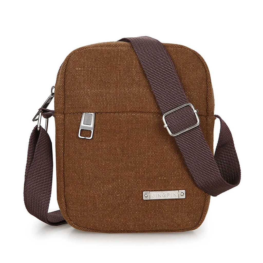 Men's Casual Canvas Shoulder Bag Crossbody Phone Pouch Small Backpack Leisure Tote Handbag for Men