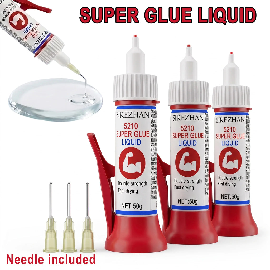 High Viscosity 5210 Super Glue Fast Bond Liquid Adhesive with Precision Needle Tip for Industrial Metal Wood Shoe Repair 50g