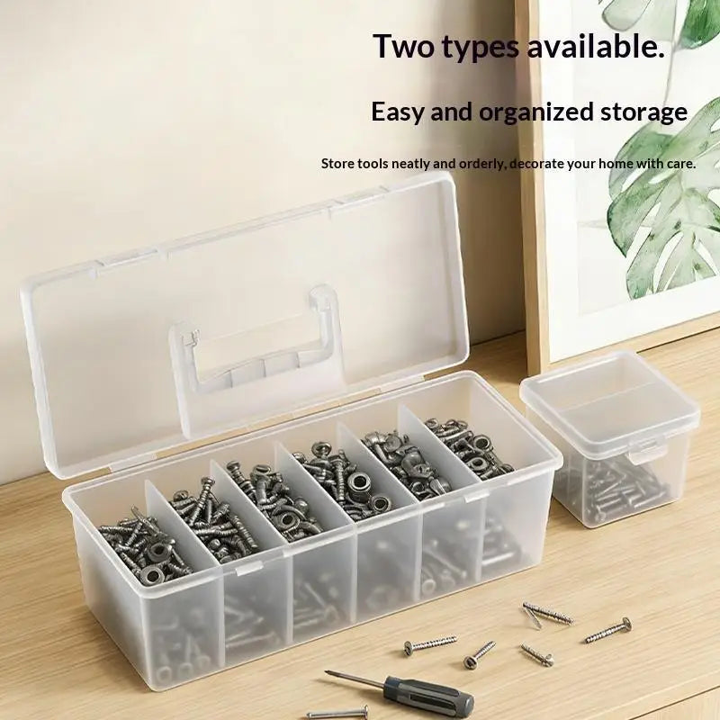Transparent Plastic Storage Toolbox Detachable Divider Independent Small Case For Screws Tiny Hardware Parts Organizer
