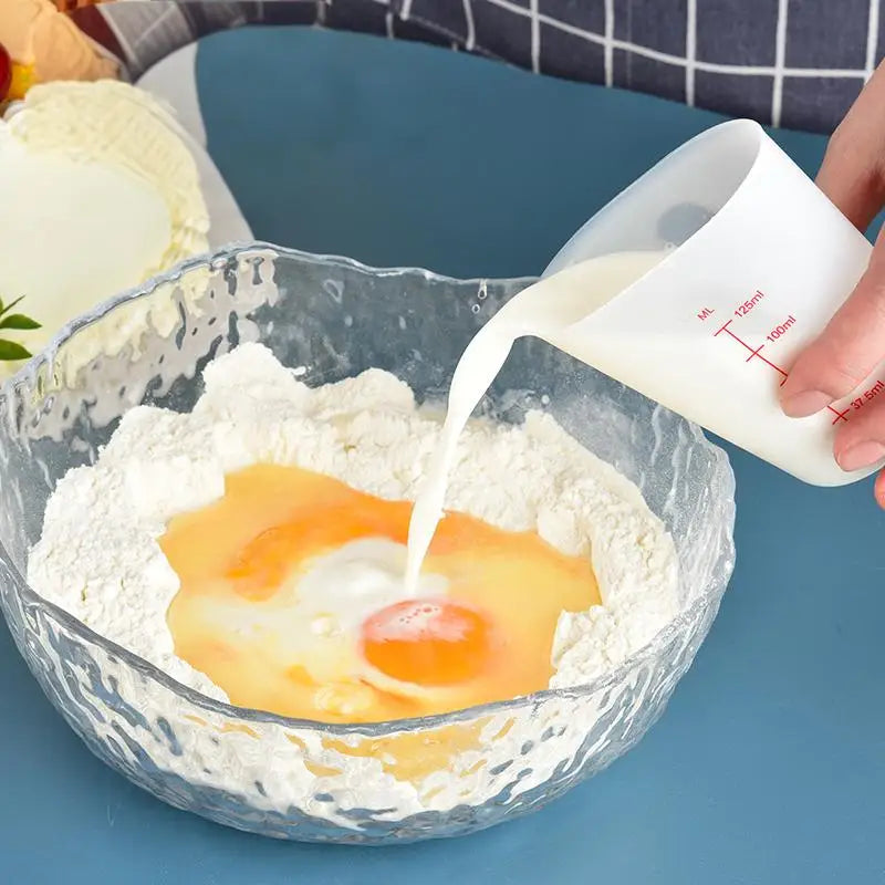 1PC Silicone Measuring Cup with Scale Transparent Measuring Cup Heat Resistant Soft Measuring Cup Baking Tool