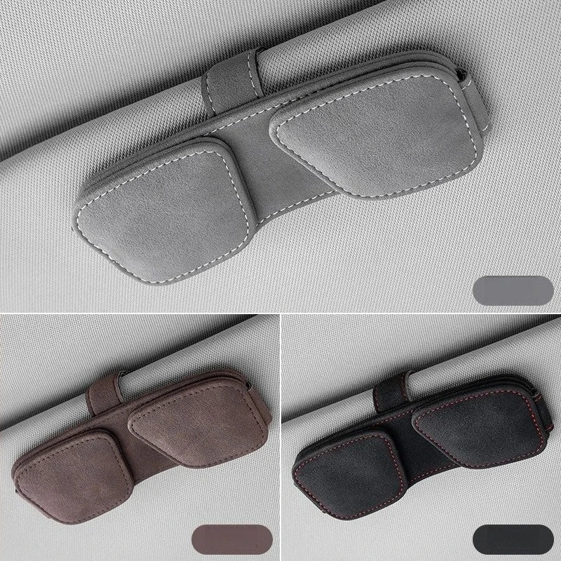 Car Sun Visor Sunglasses Holder, Magnetic Suede Clip, Double Clip for Glasses & Tickets, Car Interior Storage Accessories