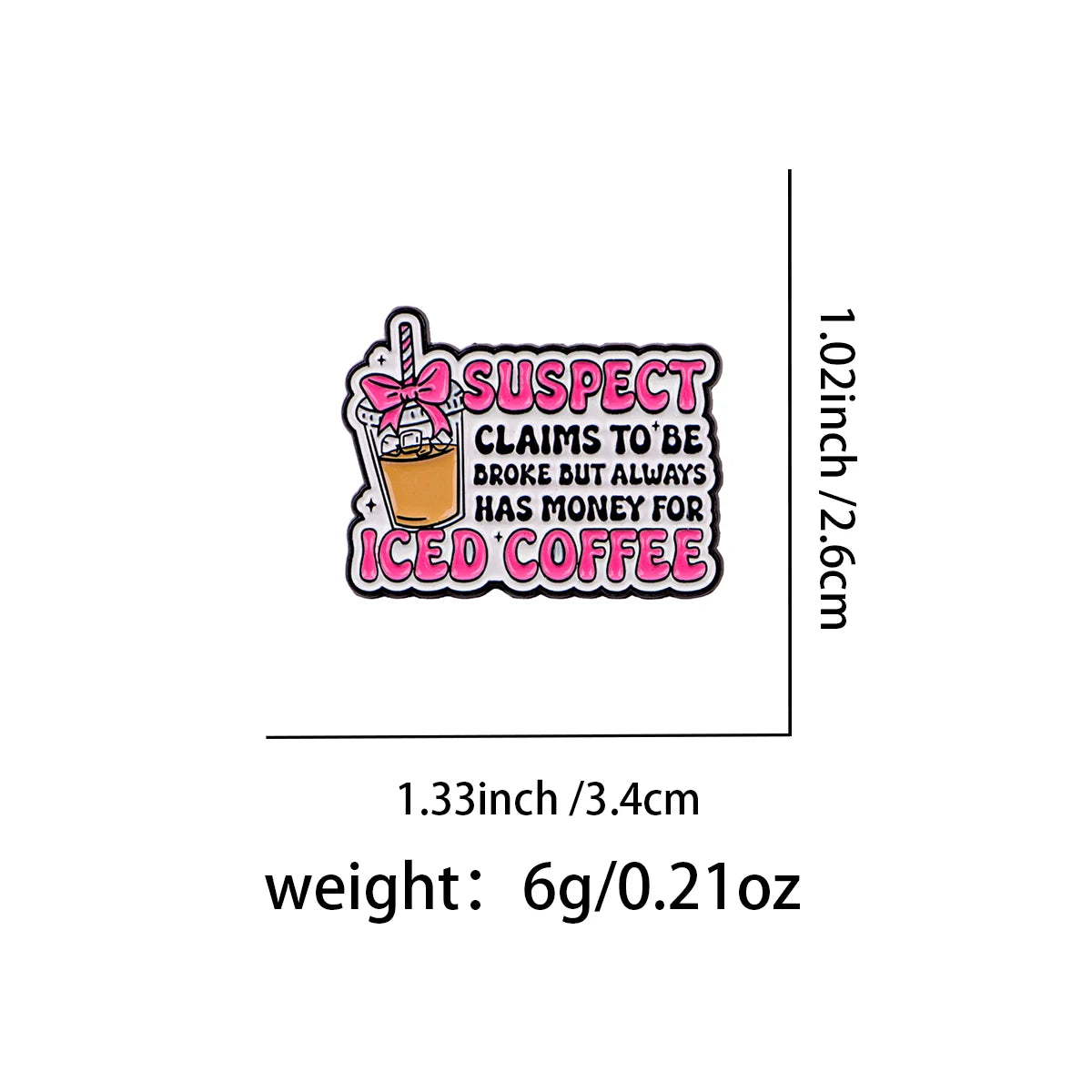 Iced Coffee Quotes Enamel Pin Cartoon Cat Brooches For Women Collar Lapel Pin Dog Badges Party Gifts Clothing Accessories
