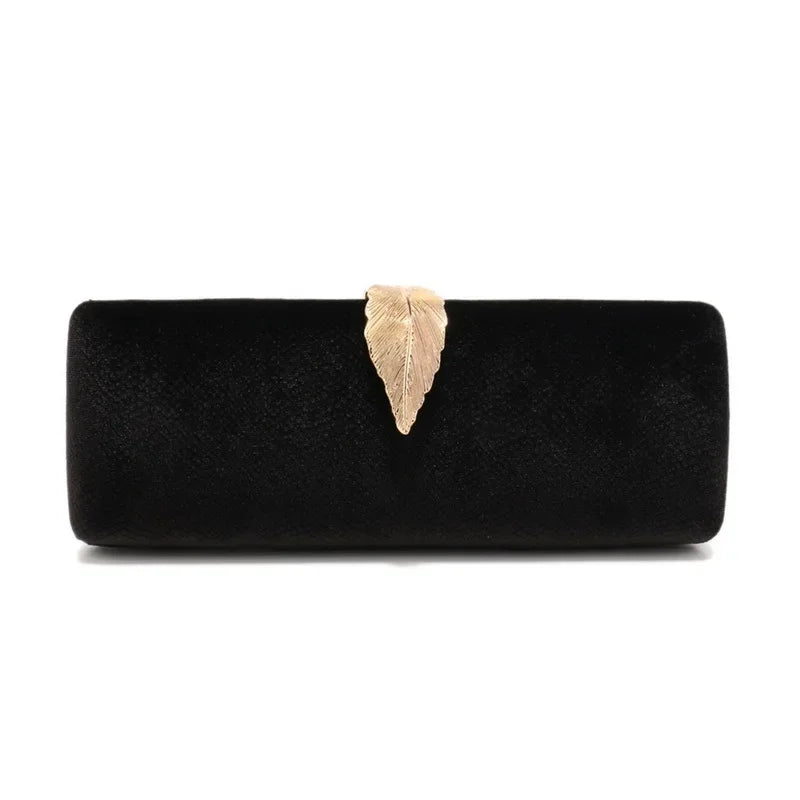 Elegant Ladies' Purple Evenin Clutch Luxury Emerald Serpentine Purse Vintage Leaf Buckle Velvet Wedding Party Dress Handbag