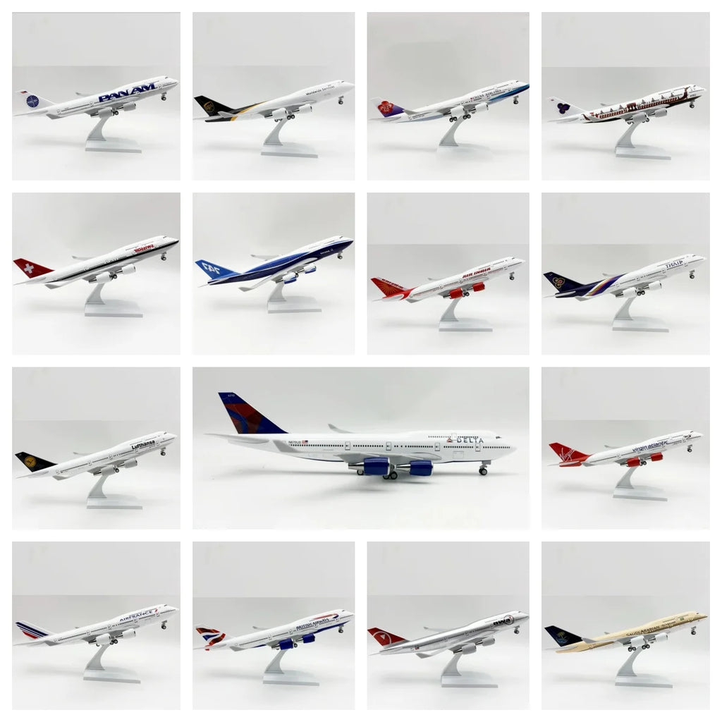 30cm Scale Plane 1/250 B747 Series Model Airplane Toy Resin Diecast Airplanes Building Kit (With Stand) Aviation Toys for Boys