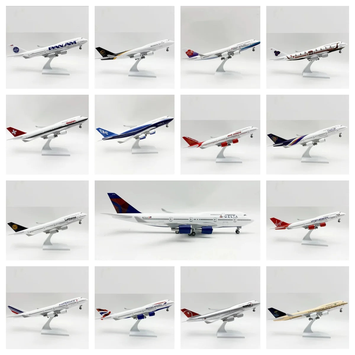 30cm Scale Plane 1/250 B747 Series Model Airplane Toy Resin Diecast Airplanes Building Kit (With Stand) Aviation Toys for Boys