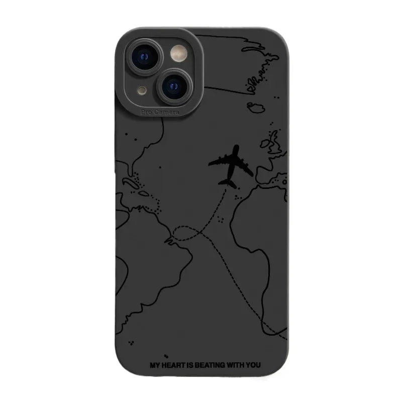 Travel-nspired Airplane Route Desian Phone Case For iPhone 16 15 14 13 12 11 Pro Max Mini 7 8 Plus X XR XS Soft Silicone Cover