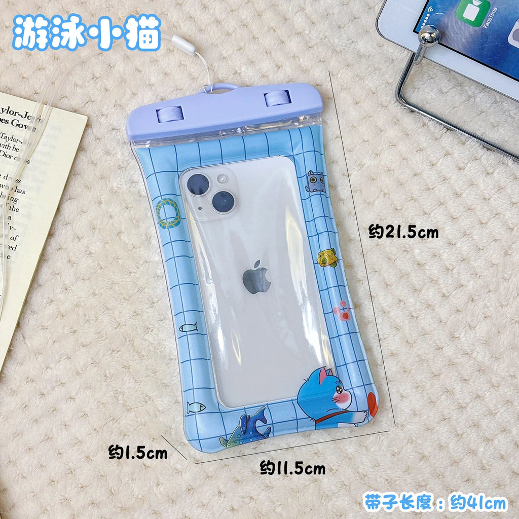 Animal phone waterproof bag cartoon style airbag floating touch screen protective cover swimming phone waterproof bag