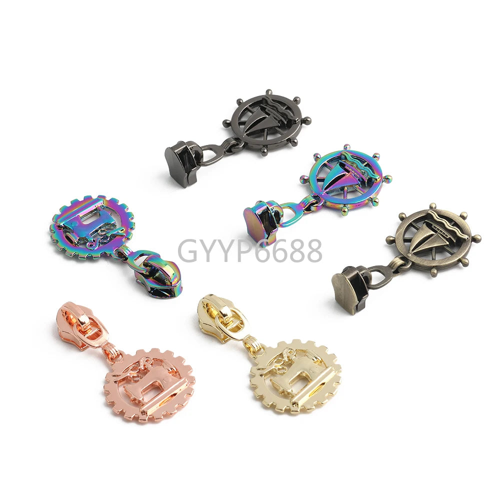 10/40/100PCS Sailboat/Sewing machine Shape 5# Nylon Zipper Puller Slider For DIY Garment Bags Shoulder Shoes Replace Accessories