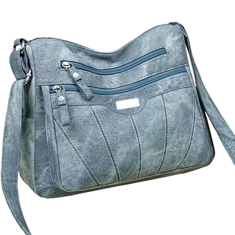 Durable Washed Faux Leather Shoulder Bag, Women's Multi‑pocket Crossbody Purse with Spacious Capacity for Everyday Life