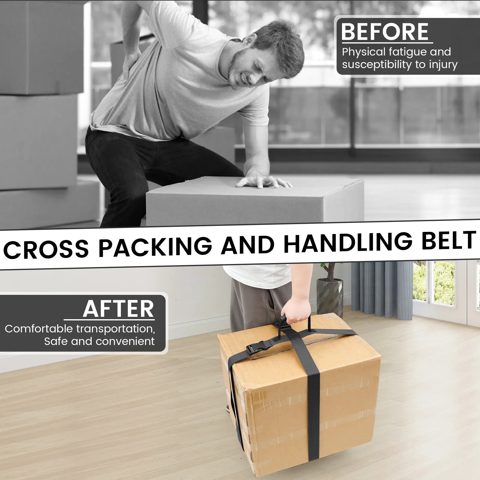 Box Carrying Strap 74.8/118.11 Inch Adjustable Cross Style Box Straps Handheld Carry Belts for Safely Moving and Lifting Luggage