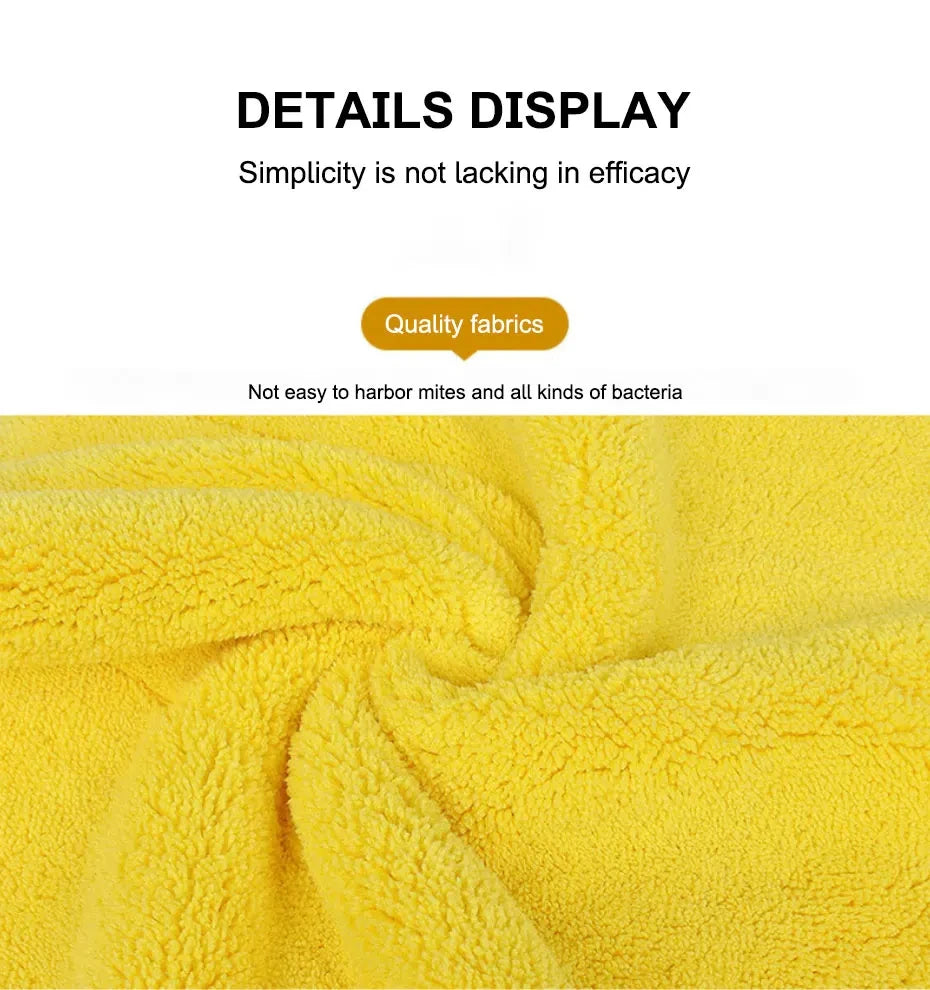 Double Sided Coral Velvet Microfiber Car Towel Thickened Soft High Absorbent Quick Dry Cloth For Auto Body Washing