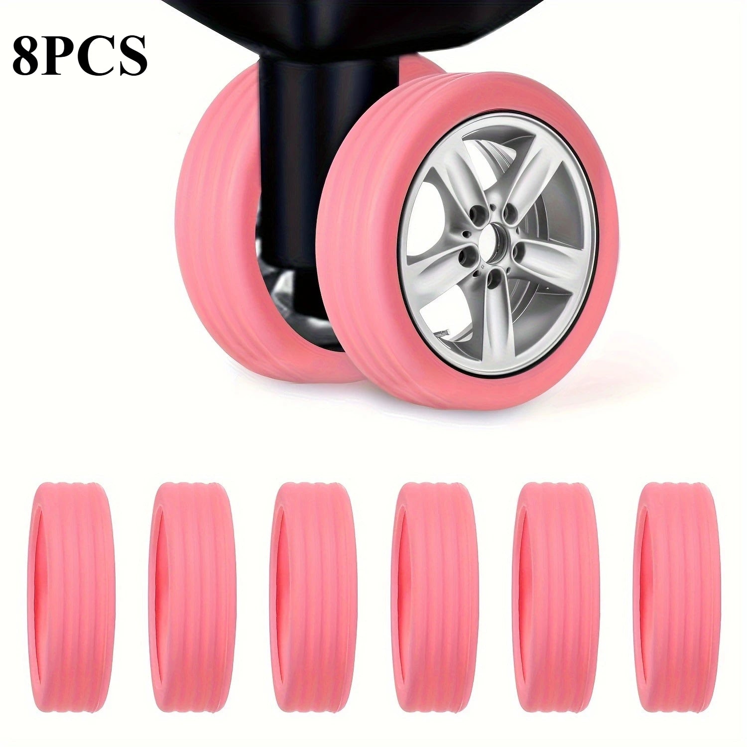 8Pcs/Set Luggage Wheels,Silent Protective Cover,Suitcase,Travel Box,Wheels,Anti-skid Cover,Wear-resistant Rubber Cover