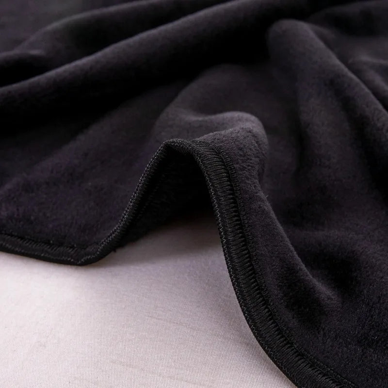 250GSM Black Flannel Blanket Soft Plush Fleece Throw Warm Cozy Bed Cover for Sofa Bedroom All Season Blanket Queen King Size