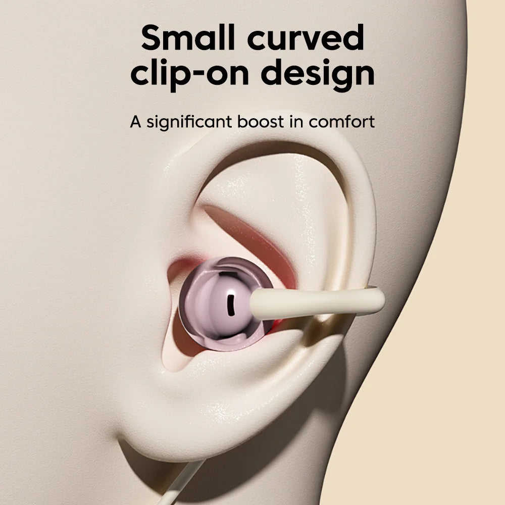3.5MM/Type C Wired Headphones With Microphone HiFi Sound Ear Clip Wired Earphones Sports Headsets for iphone 15 16 17 Samsung