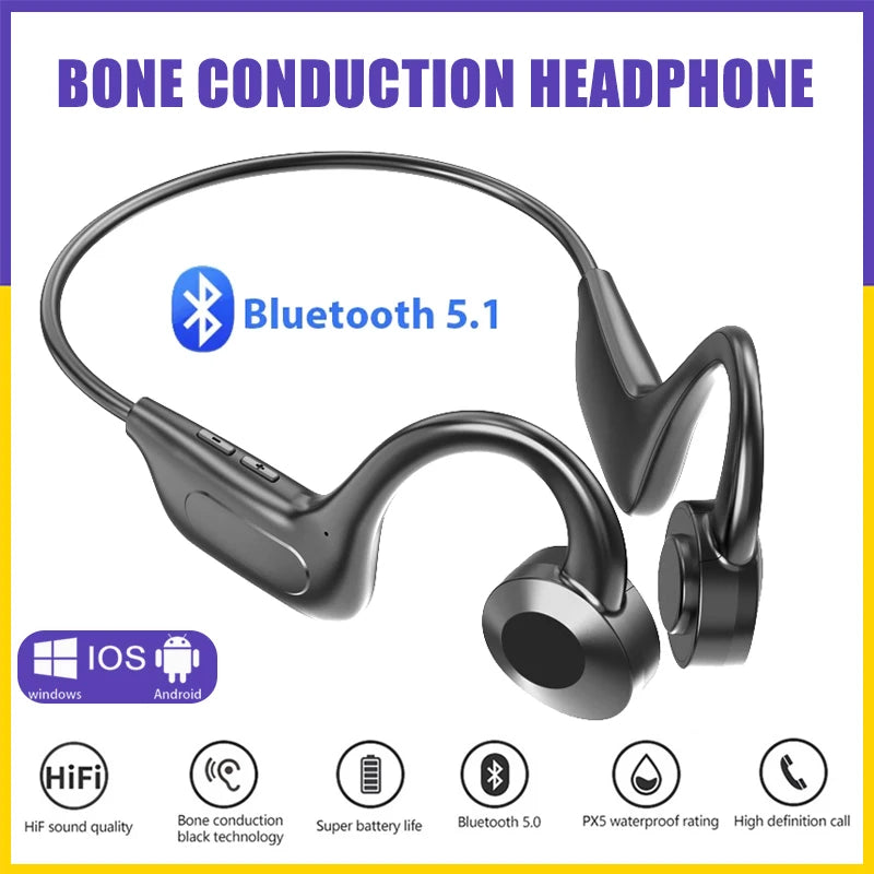 【Fast Ship】VG06 Bone Conduction Wireless Bluetooth Earphone TWS IPX5 Waterproof Gaming Earbuds Sports Headphones with Mic Headse