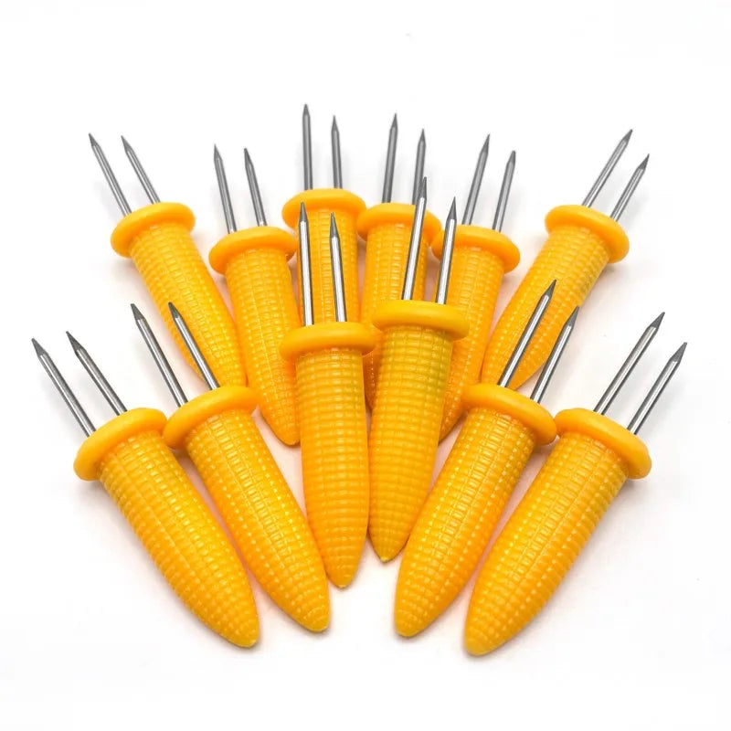 Stainless Steel Corn Fork 12/8Pcs With Box Anti Scalding Barbecue Corn Holders Camping Fruit BBQ Picnic Cooking Tools Outdoor