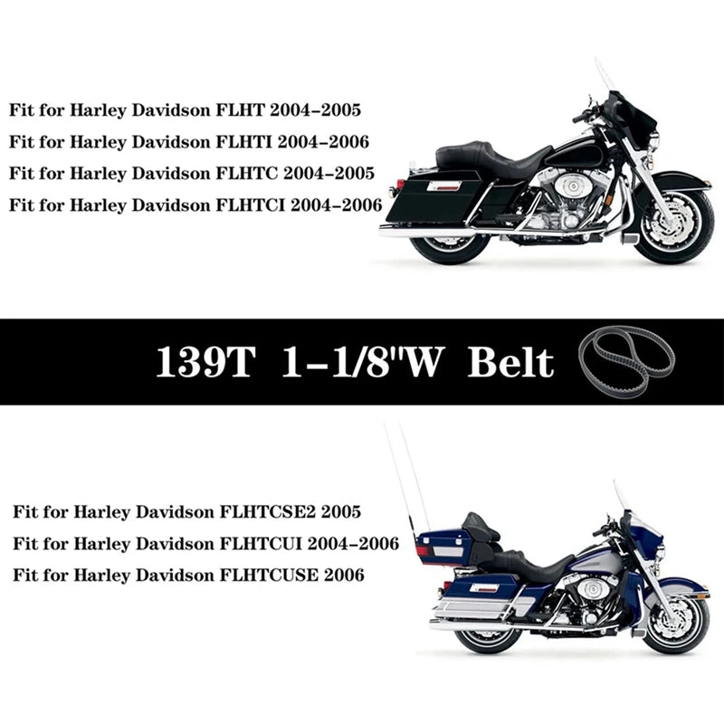 A16P-Motorcycle 139T 1-1/8Inch Rear Drive Belt For Electra Glide FLHT Ultra FLTR Road Glide FLHR 04-06 40024-04 1204-0063
