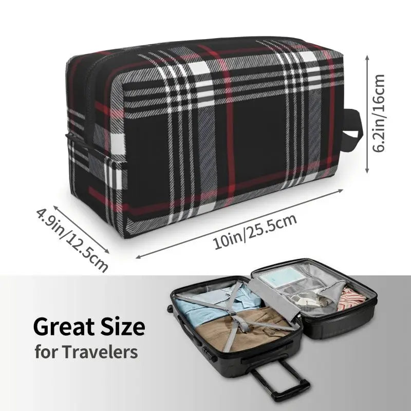 GTI Tartan Print Travel Storage Bags Unisex Portable Toiletry Bag Large Waterproof Makeup Cosmetic Bag Pouch for Women Men Gift