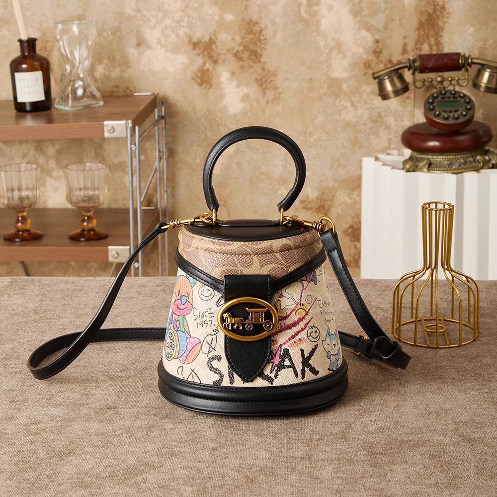Women's Handbag 2026 New Four Seasons Fashion Round Bucket Bag, a must-have for women's daily life, crossbody shoulder bag for c