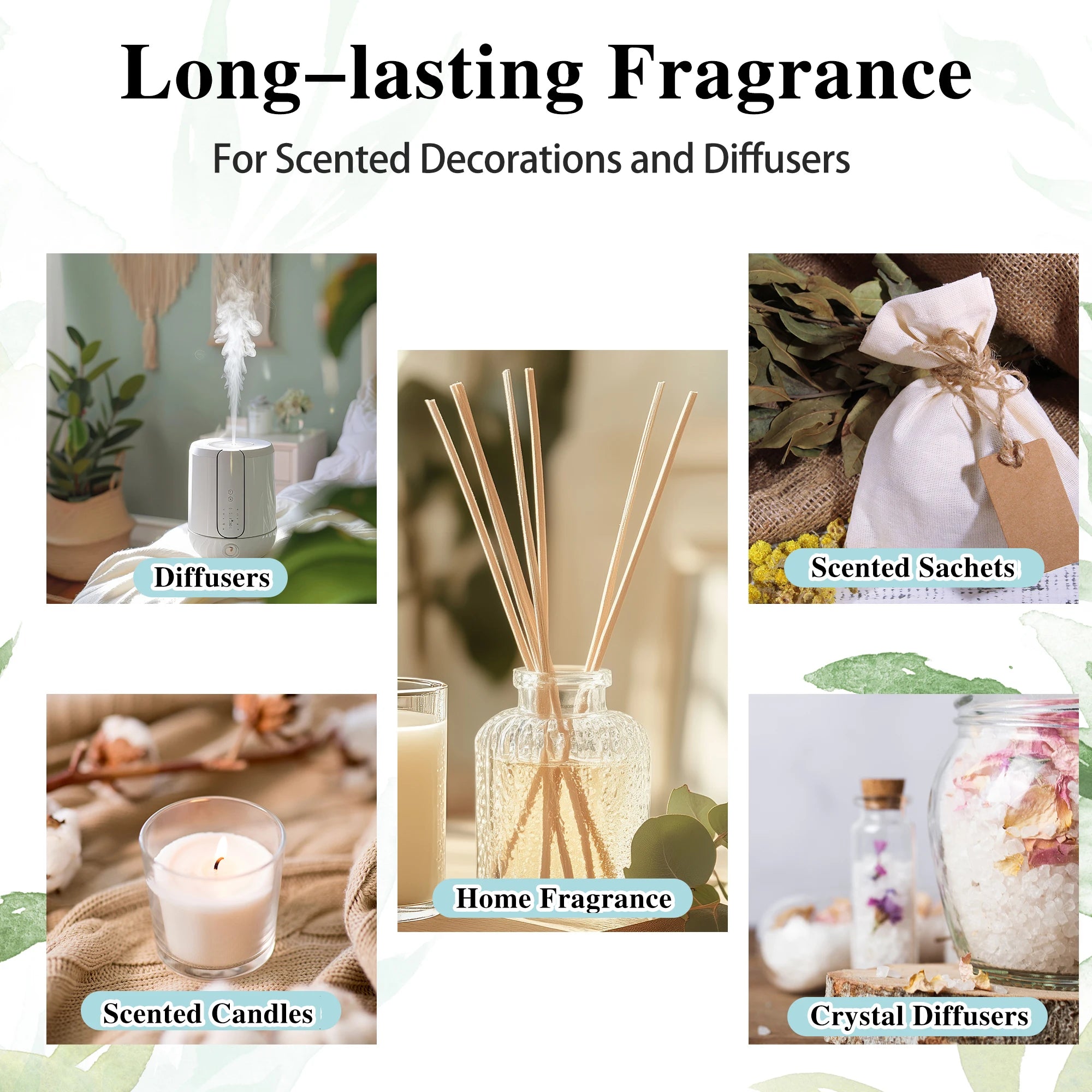 MAYJAM 2PCS Natural Plant Essential Oils Lavender Jasmine Eucalyptus Vanilla Fragrance Oil for Humidifier Diffuser