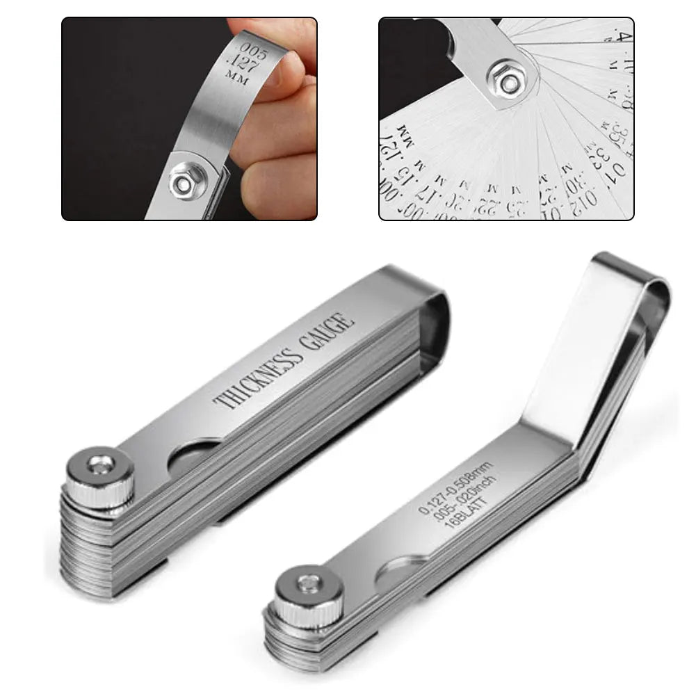 2pcs Feeler Gauge Set Stainless Steel 32 Straight 16 Offset Feeler Gauge Thickness Gauge For Valves Angled Thickness Measuring