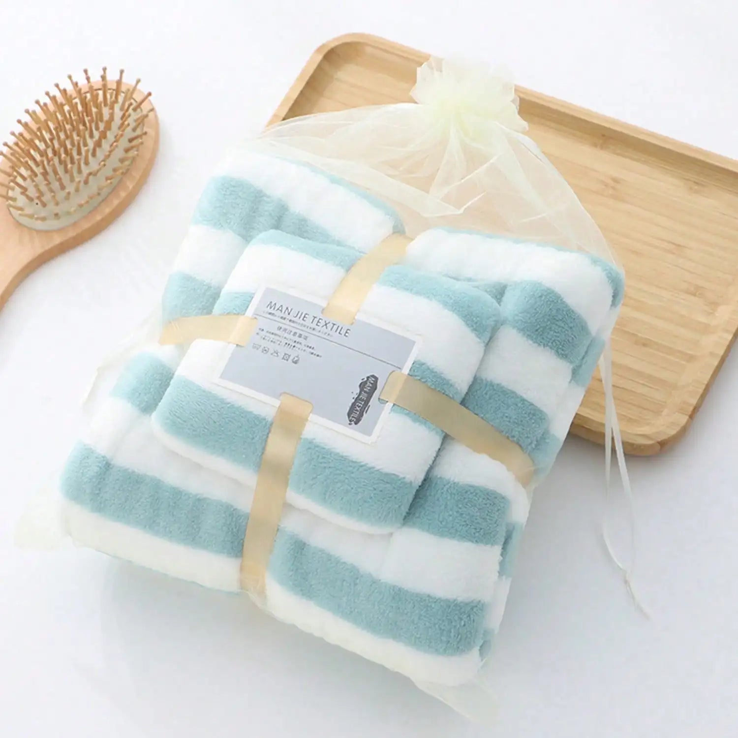 Towel Set 35*75cm+ 70*140cm Absorbent Striped Quick Drying Bath Towel Set Soft Faces Towel Fiber Bath Towel