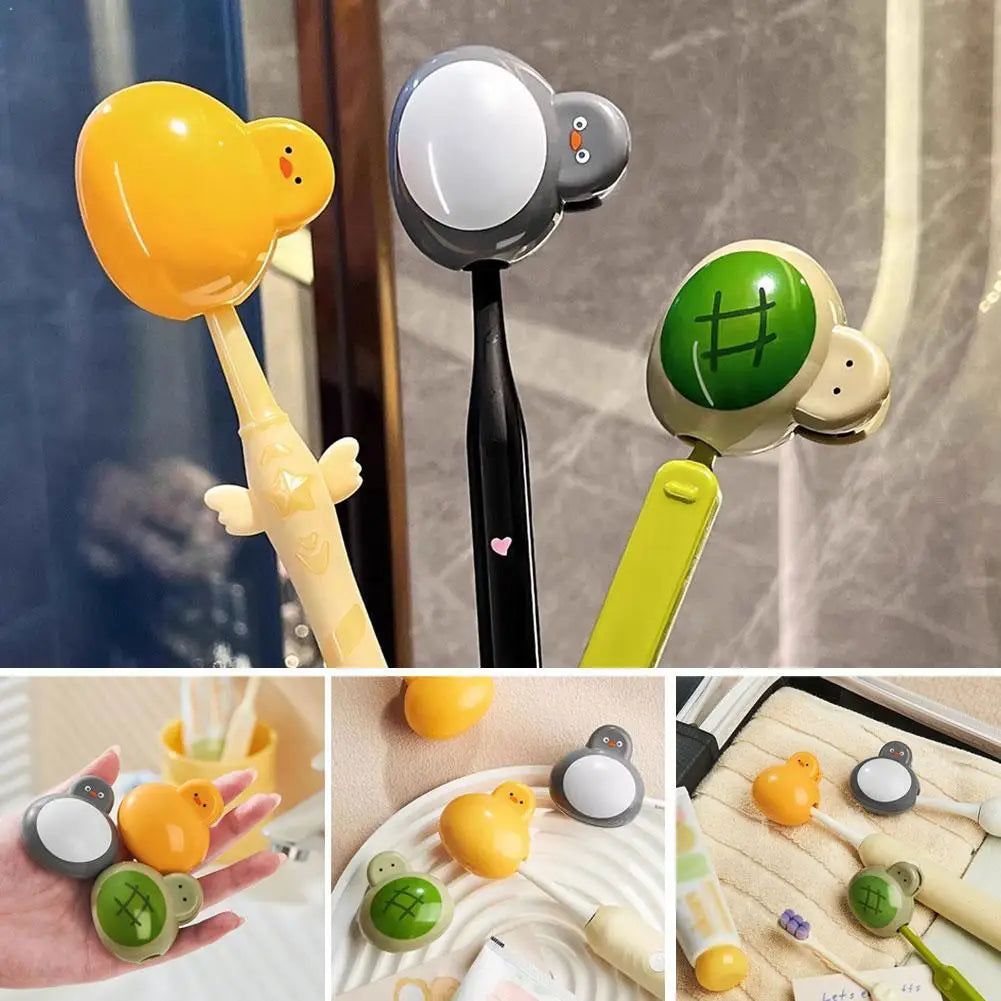 Kawaii Animal Toothbrush Protector Case Portable Turtle Duck Cute Dustproof Toothbrush Head Cover For Travel Bathroom Storage