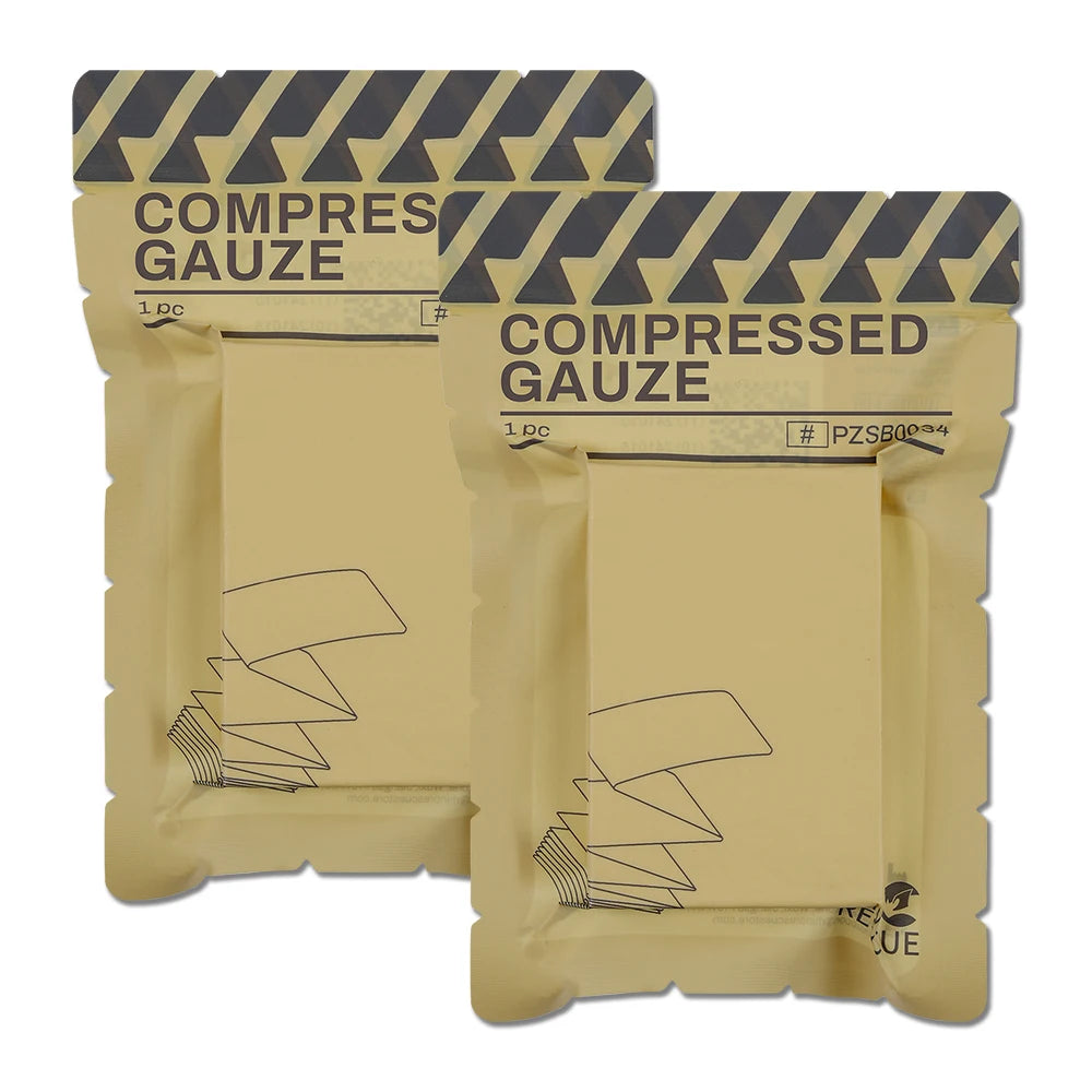 RHINO RESCUE Compressed Gauze Z-Fold Cotton Dressing High Absorbency Vacuum Packed IFAK Kit Outdoor Hiking Camping Safety Prep