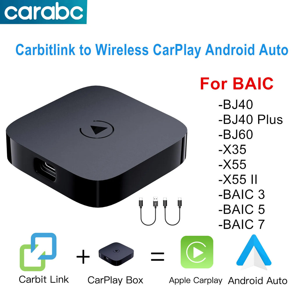 CARABC Carbitlink Smartlink Easy Connection to Wireless CarPlay Android Auto for Baic BJ40 Plus BJ60 X35 X55 II BAIC 3 BAIC 5