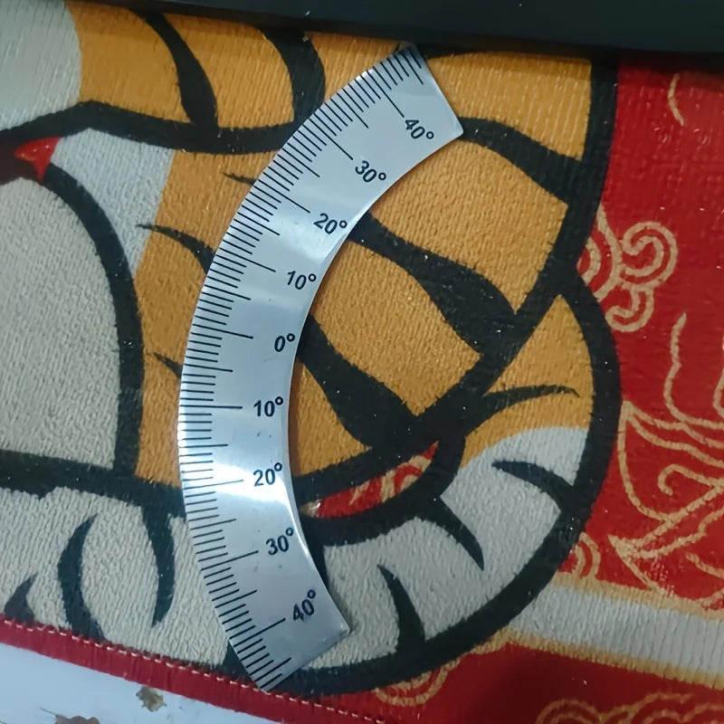 Stainless Steel Arc Angle Ruler, 0-45 Degree Double Scale Protractor, Portable Curved Measuring Gauge for Carpenter Woodworking
