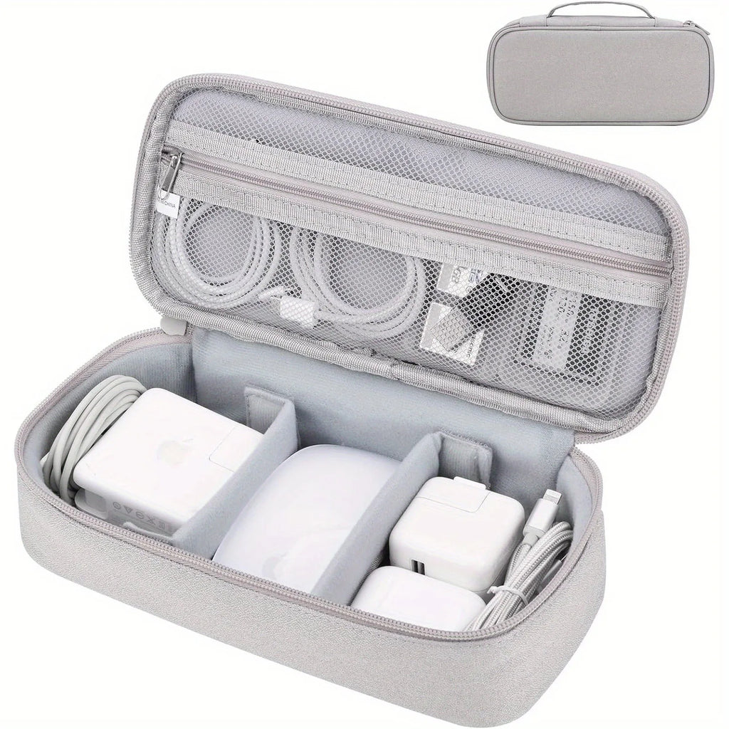 Portable Double Layer Digital Storage Bag Adjustable Dividers Travel Cable Organizer Case for Power Bank Hard Drive Charger