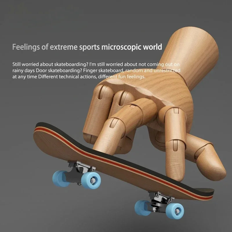 1set Professional Finger Skateboard Five-Layer Maple Wood Bearing Alloy Wheel Fingertip Skateboard Venue Swingable