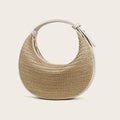 Causal Straw Woven Top-Handle Bags For Women Summer Holiday Beach Wrapped Handbags Ladies Handheld Crossbody Bags Totes Hobos Half Moon Bags