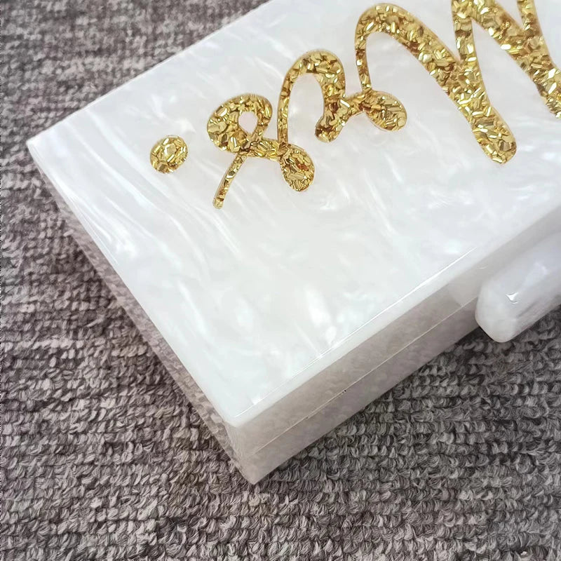 Mirror Luxury Bags Designer Party Handbag Shoulder White Acrylic Clutch Brand Evening Personalized Custom Name High Grade Store