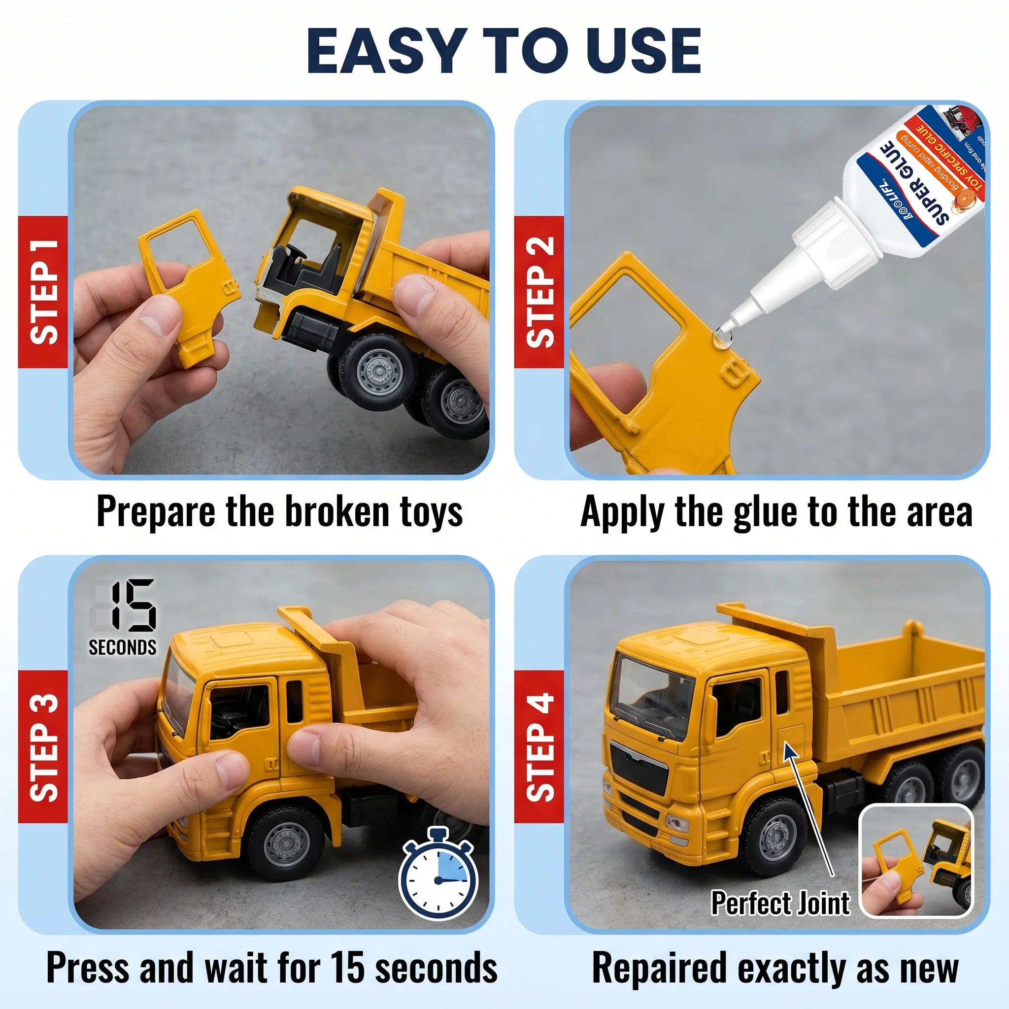 Loolifl 1-10Pcstoy Repair Expert Super Glue 15S Quick Bond Transparent Traceless Instant Adhesive for Plastic Model & DIY Crafts