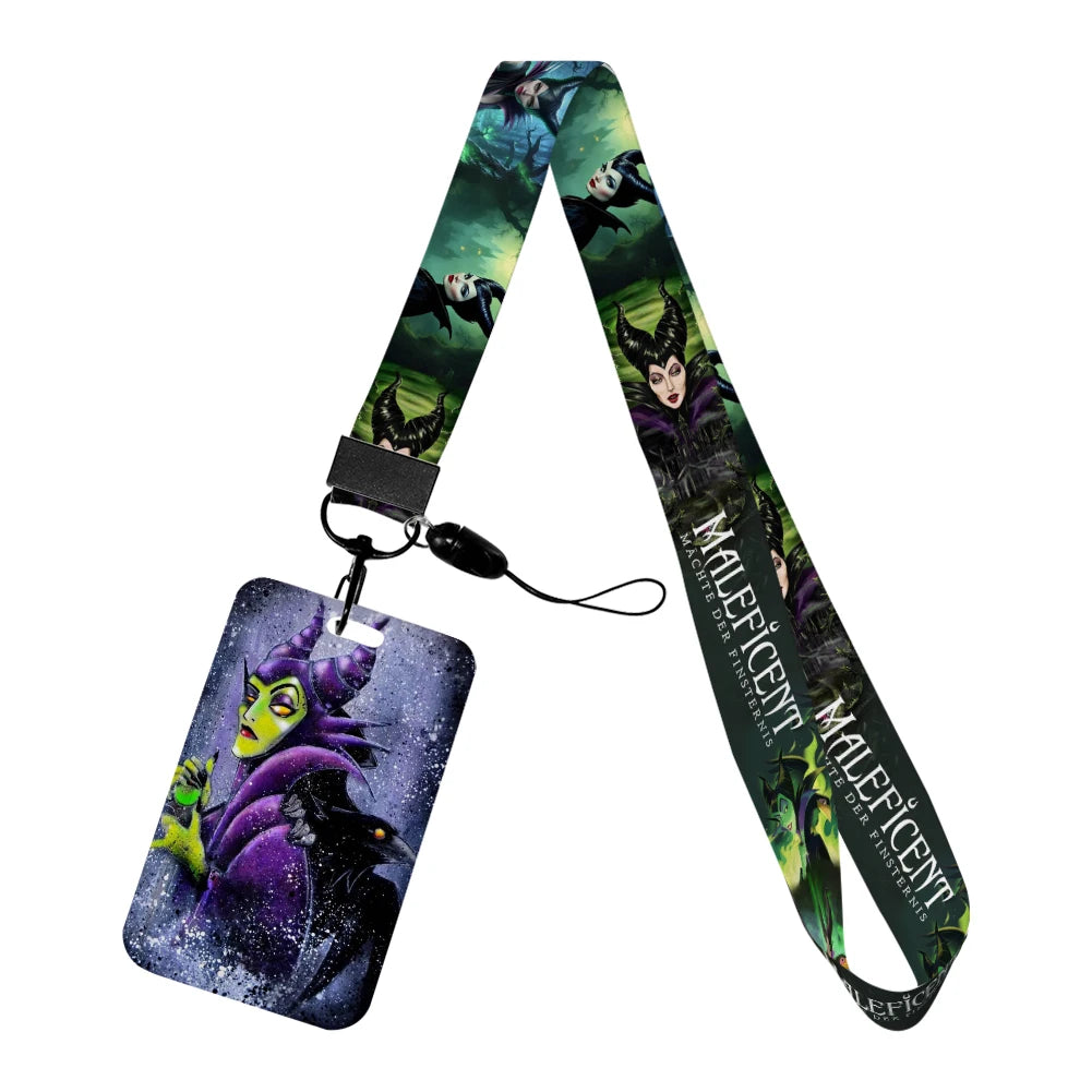 Disney Villains ID Badge Holder Neck Strap Pendant Door Card Holders Lanyards Girls Lanyard Student Kids Credential Holder