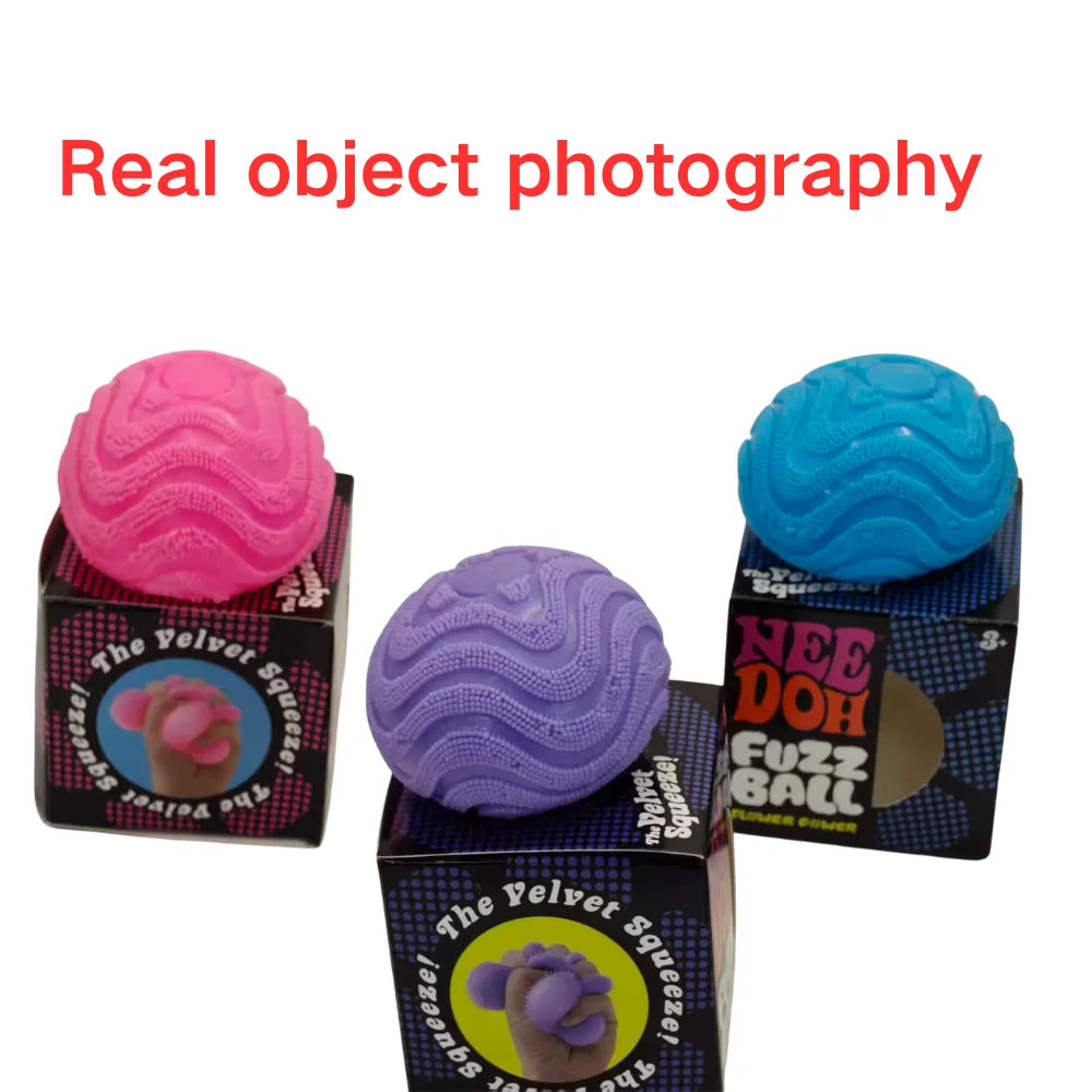 Nee Doh Fuzz Ball Wonder Waves Sensory Squeeze Toy Textured Stress Relief Fidget Ball for Adults Kids