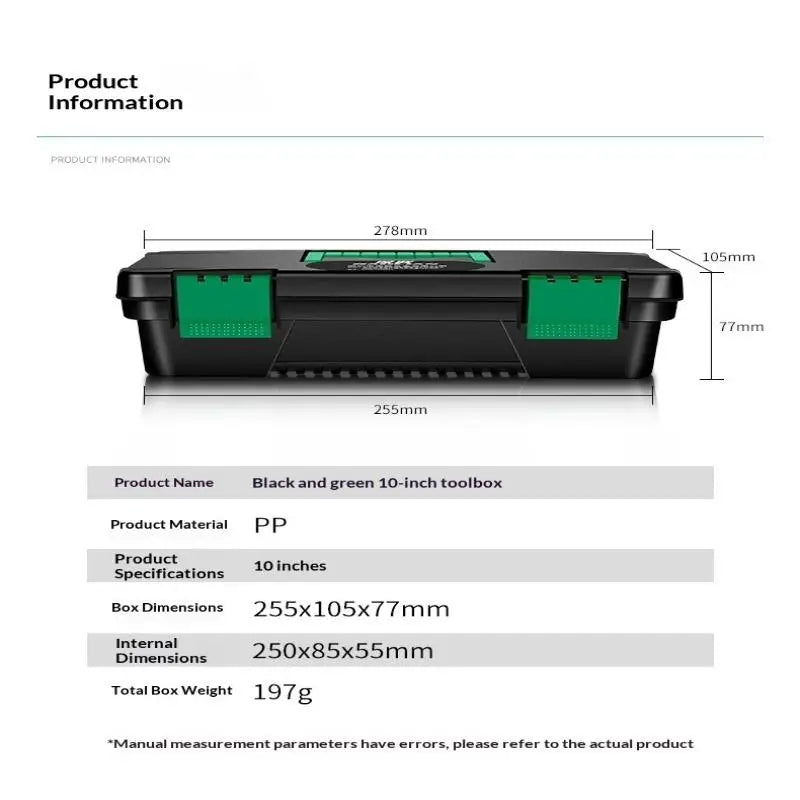 nimbleProfessional 10Inch Tool Box for Carpentry Solid Plastic Storage Solution for Home and DIY Projectsobject