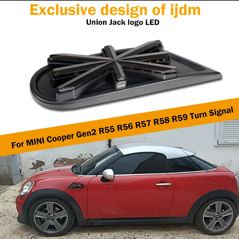 iJDM Amber LED Dynamic Sequential Blink Fender Side Marker Light Assembly For MINI Cooper R55 R56 R57 R58 R59 Turn Signal Light
