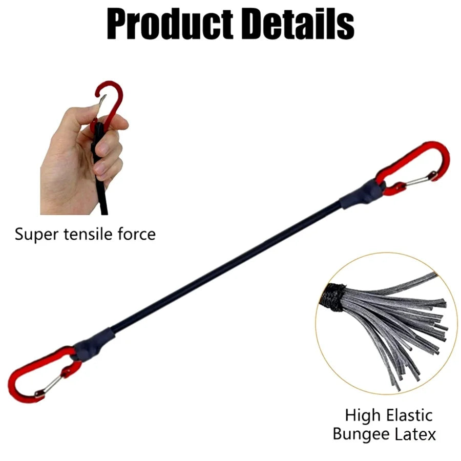 30-210cm 8mm Packing Ropes Outdoor Elastic Bungee Cords with Red Hooks Stretch Lightweight for Bikes Car Luggage Roof Rack Strap