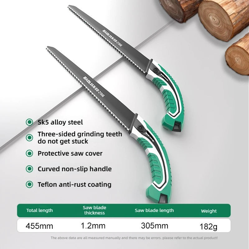 BAOLIAN SK5 High Hardness Steel Garden Logging Saw, Three Sided Grinding Teeth, PTFE Anti Rust Fast Cutting Saw