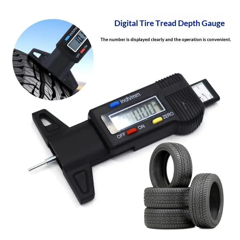 1Pcs Digital Tire Tread Depth Gauge High Accuracy LCD Inch MM Dual Unit For Car Maintenance