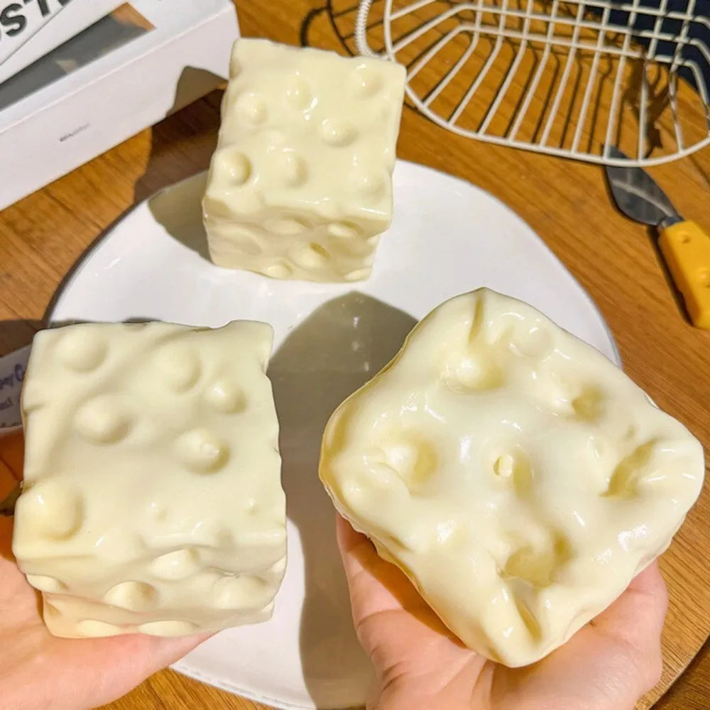 Taba Squishy  Cheese Cube Stress Ball Shapeable Squeeze Ball Non Rebound Sensory Fidget Toys for Kids and Adults Relaxing Gifts