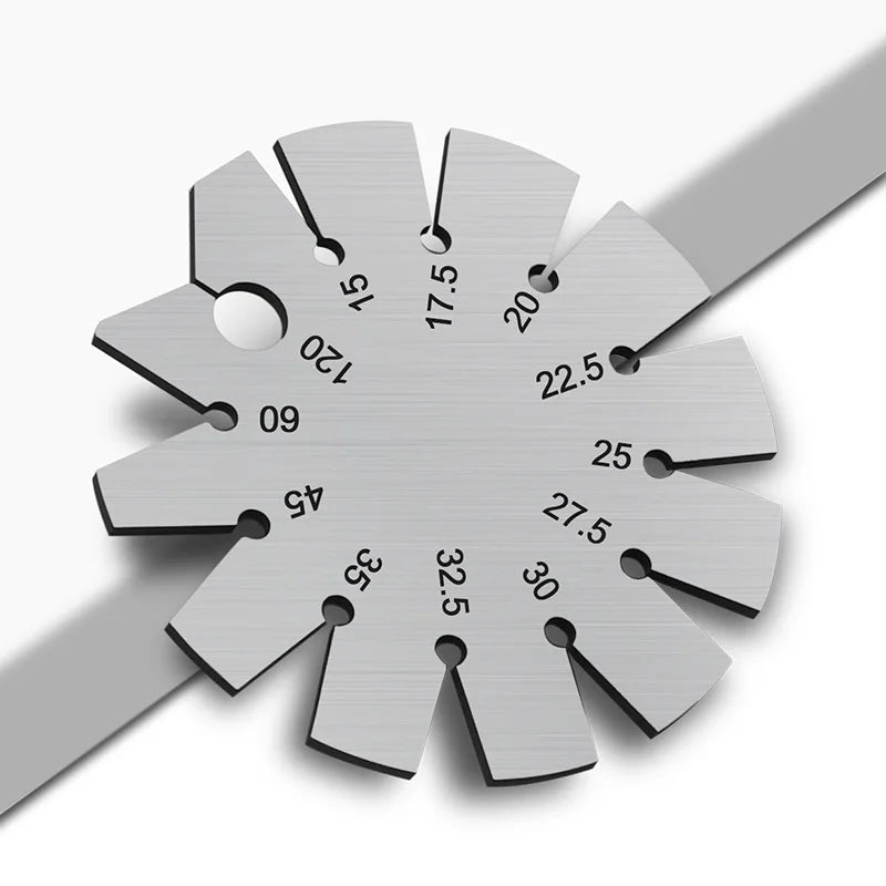Stainless Steel Round Gauge Diameter Bevel Gauge Angle Protractor Thickness Gauge 15 Degree - 120 Degree Measuring Tool