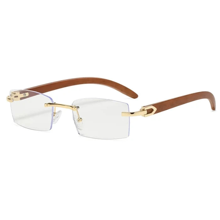 Hiking Camping Sqaure Brand Designer Anti Light Glasses Men Women Wood Frames Rimless Black Eyeglasses Fashion Eyewear UV400