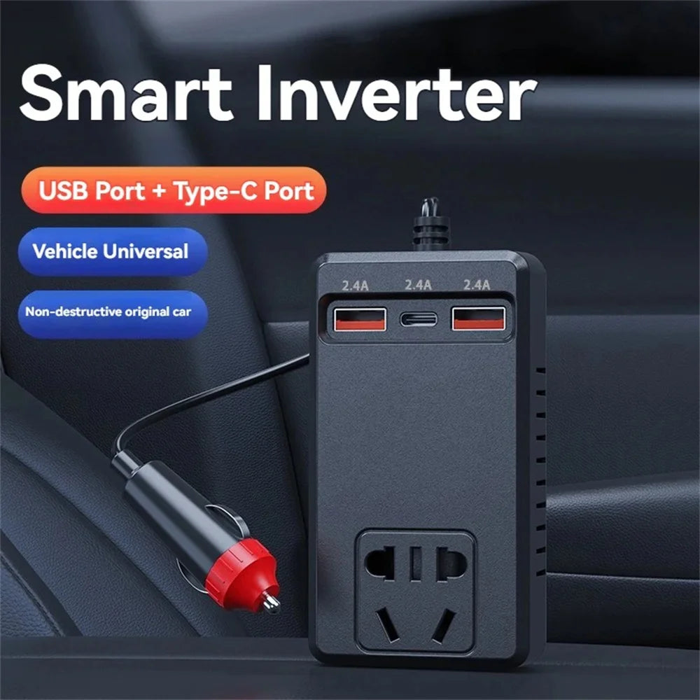 200W Cigar Lighter Adapter Inverter Car Power Adapter Converter DC 12V/24V to AC 220V Converter QC 3.0 PD Type-C USB-C Chargers