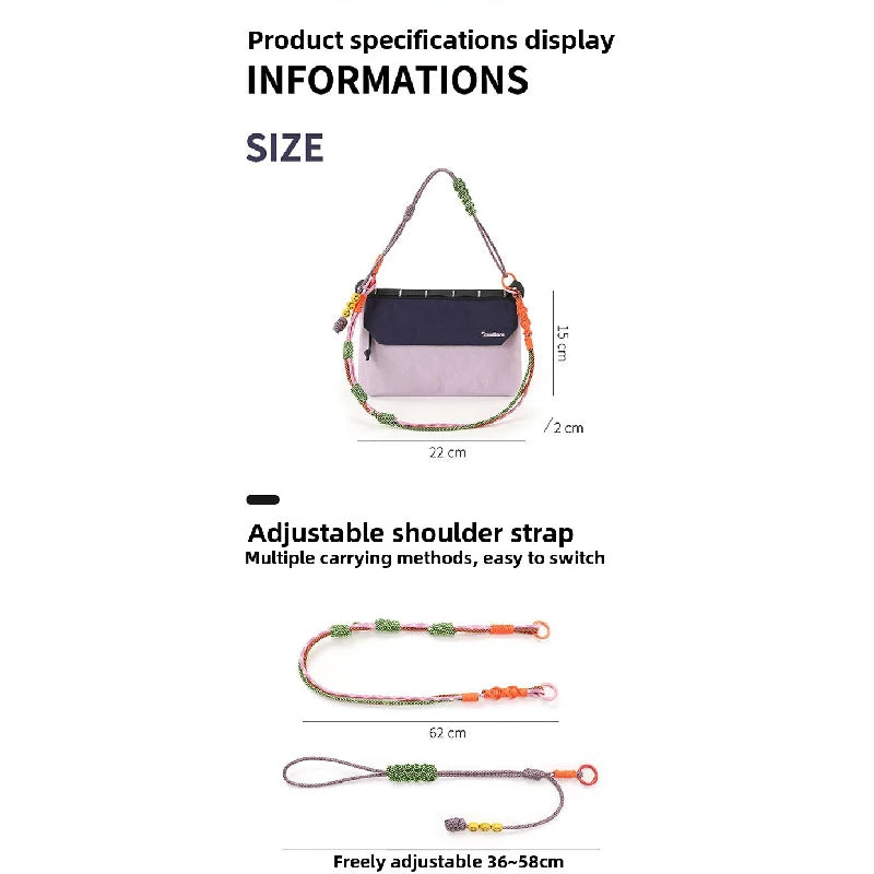 Outdoor Rope Knot Cross-Body Bag, Color-Matched Nylon Bag, Water-Resistant Single-Shoulder Bag, Large Capacity, Wear-Resistant