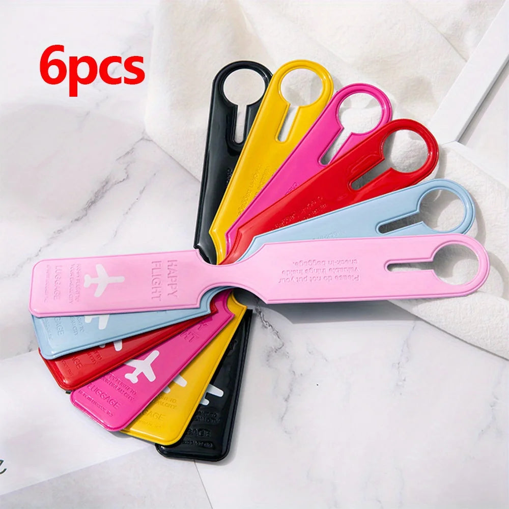 6Pcs Travel Accessories Mixed Color Anti Loss Identification Luggage Tags, Durable Airplane Luggage Tag, Travel Luggage Tag