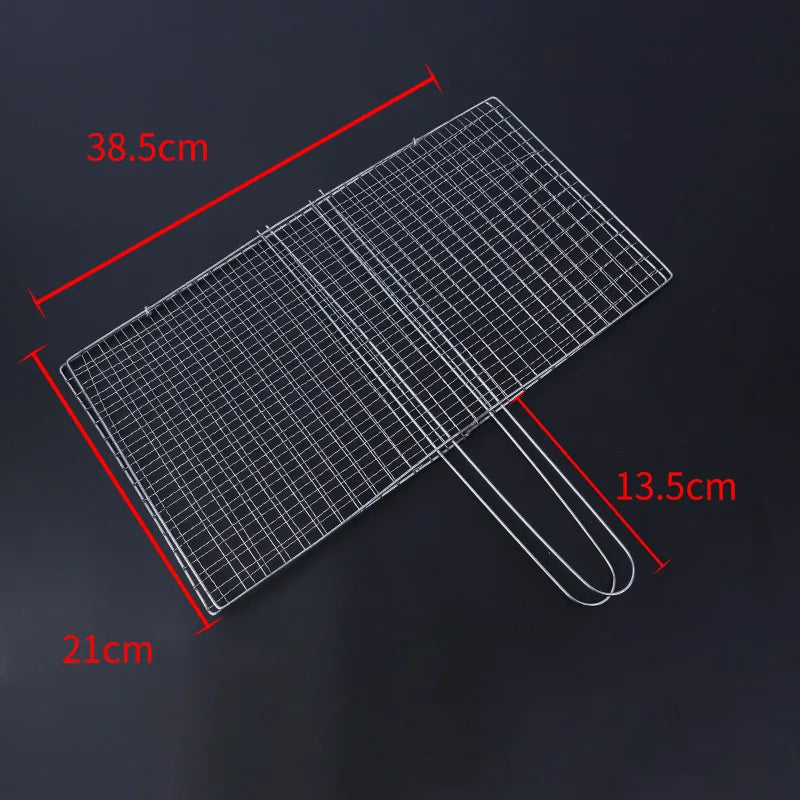 Stainless Steel Barbecue Grilling Basket Non Stick Fish Vegetable Steak Picnic Party Barbecue Gadget Picnic Party BBQ Rack Mesh